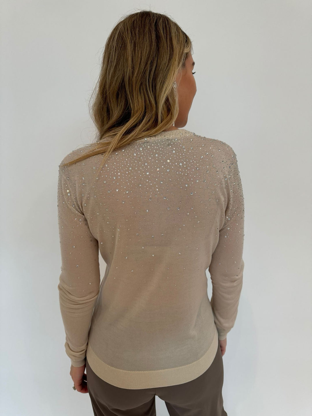 Generation Love Elsie Crystal Sweater in Beige available at Barbara Katz