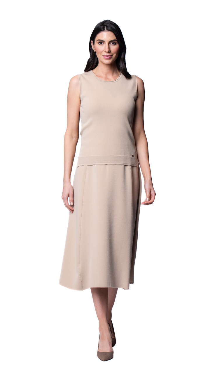 Biana Natalie A-Line Midi Skirt in Warm Beige available at Barbara Katz