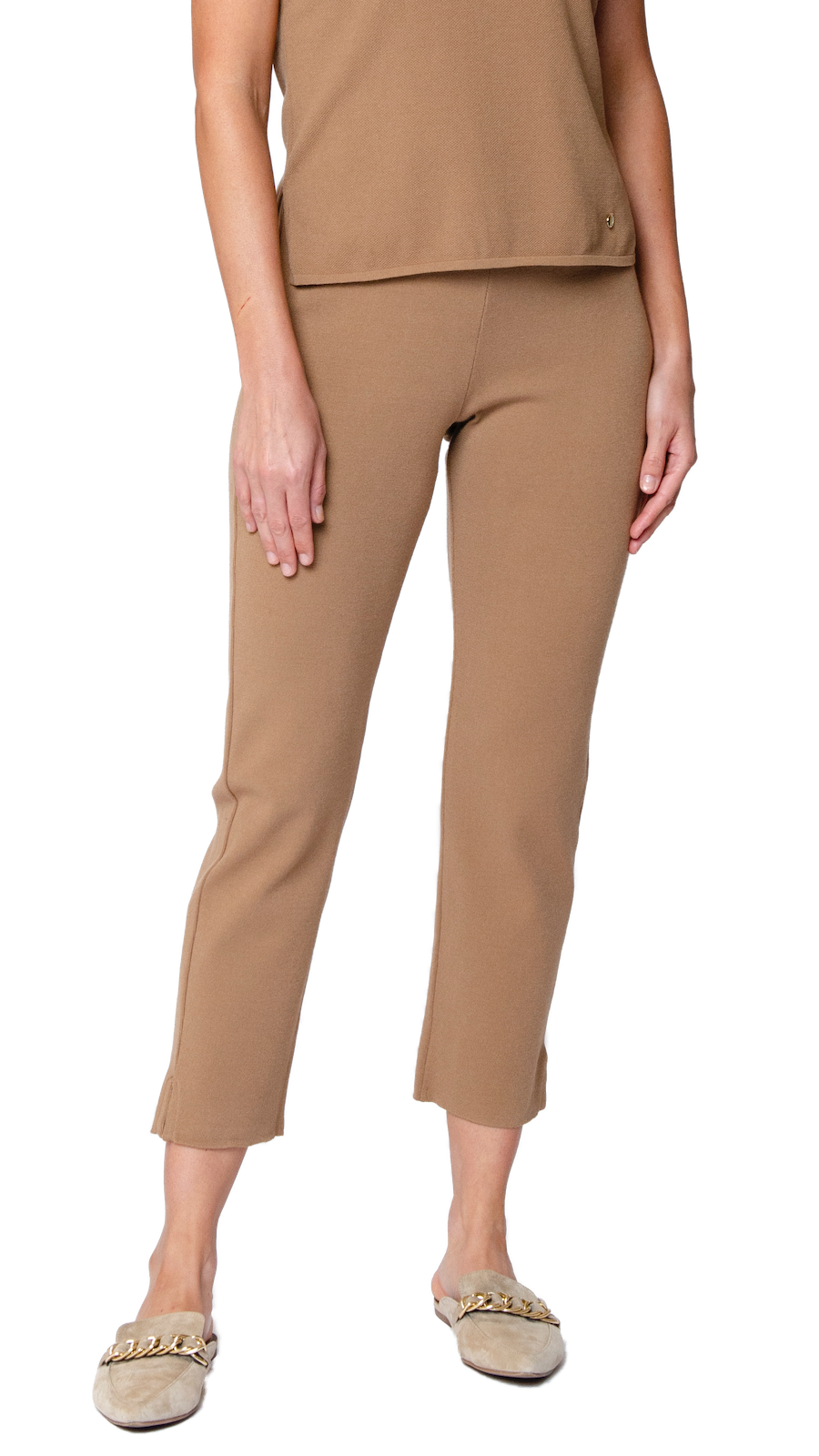 Biana Alice Milano-Knit Slim Leg Pants in Mocha available at Barbara Katz