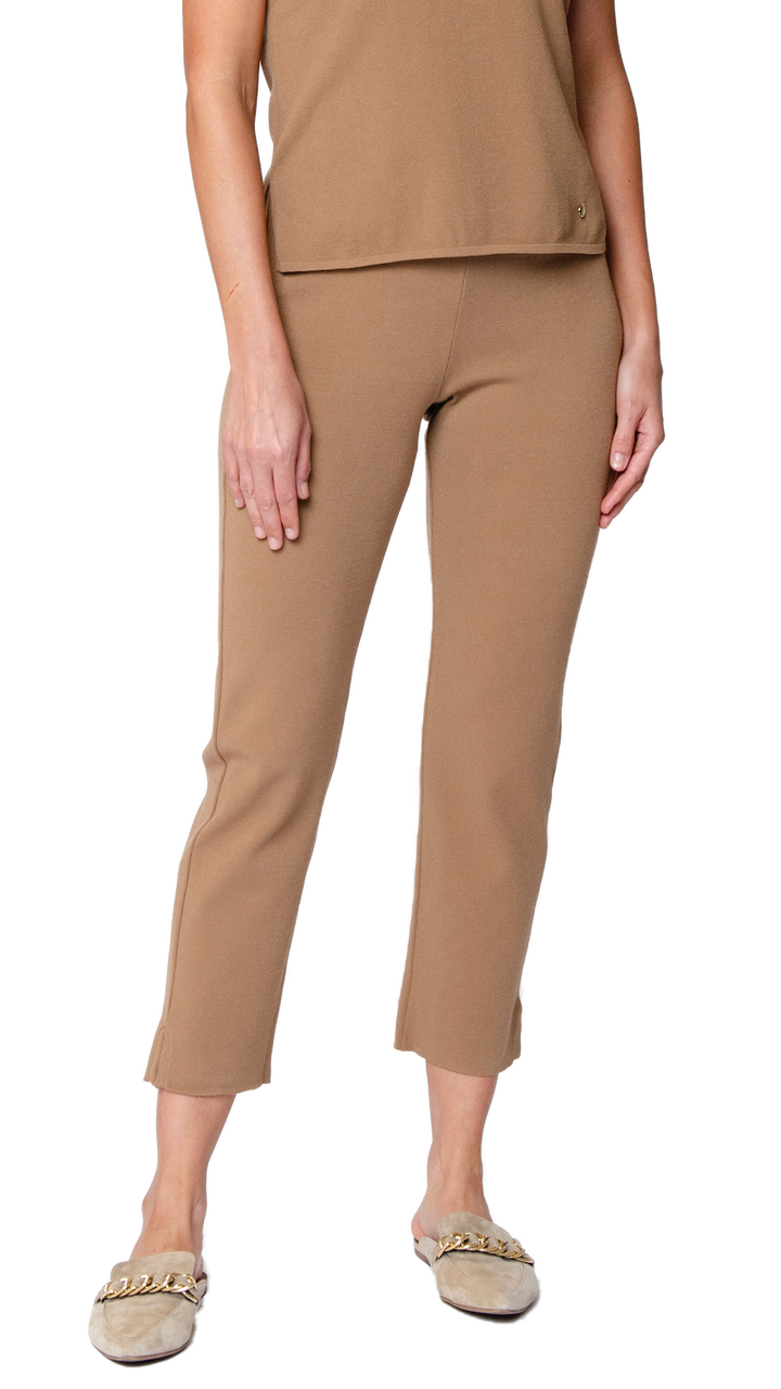 Biana Alice Milano-Knit Slim Leg Pants in Mocha available at Barbara Katz