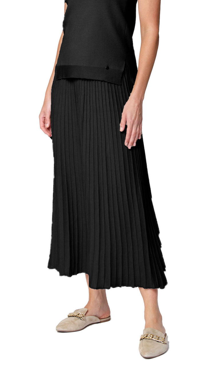 Geraldina Pleated-Knit Maxi Skirt - Black