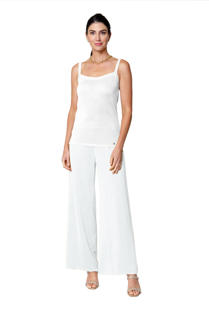 Biana Paola Wide Leg Shimmery Pant in Silver White available at Barbara Katz