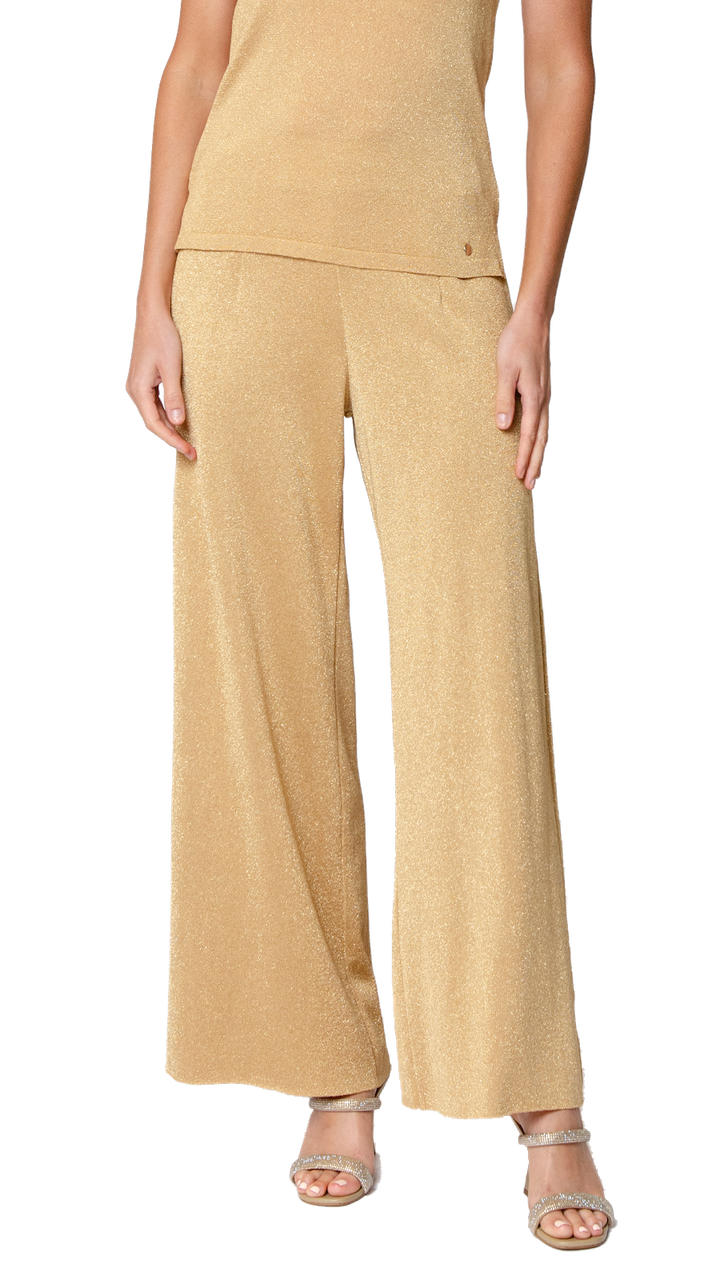 Biana Paola Wide Leg Shimmery Pant in Golden Sands available at Barbara Katz