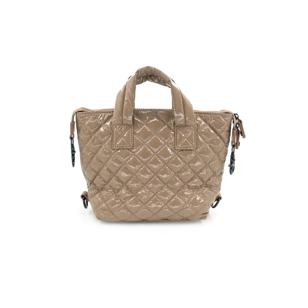 BK Mini Quilted Bag in Mocha Patent available at Barbara Katz