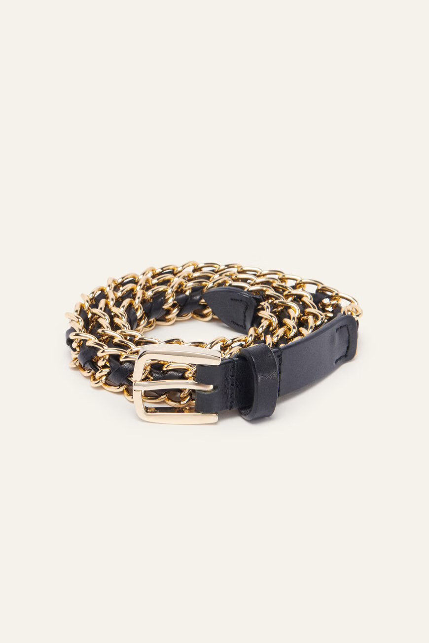 BA&SH Brooke Belt in Black/Gold available at Barbara Katz