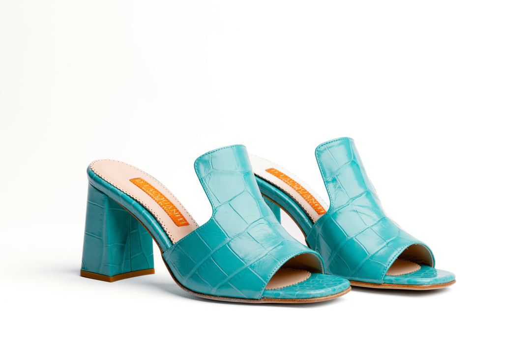 D. Lacquaniti Carmela Croc Mules - Seafoam Green