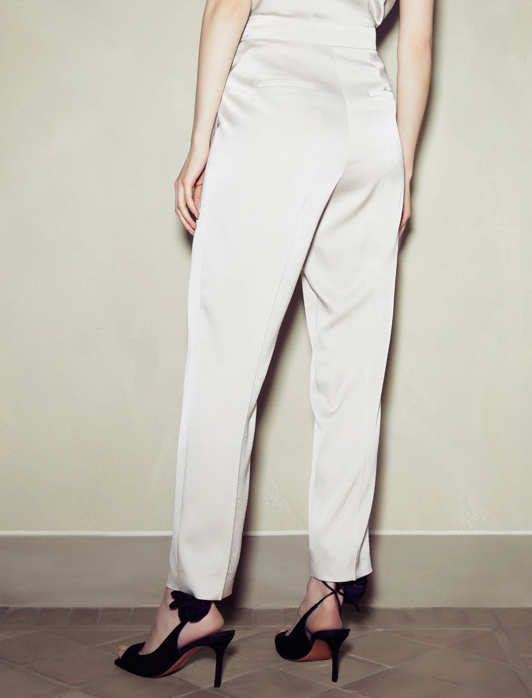 Marella Abetaia Satin Trousers - Stone