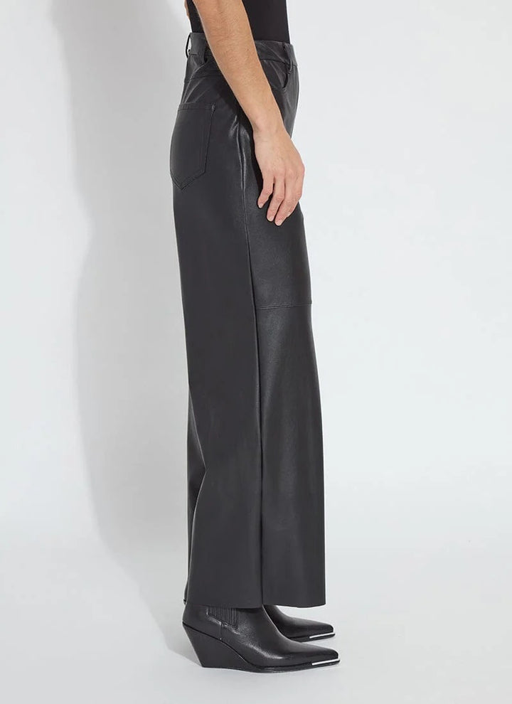 Lysse Wren Hi Waist Wide Leg Vegan Leather Pants in Black available at Barbara Katz