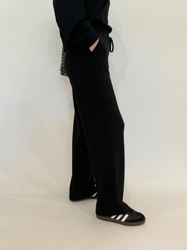 BK Cindy High-Waist Wide Leg Sweatpants in Black available at Barbara Katz