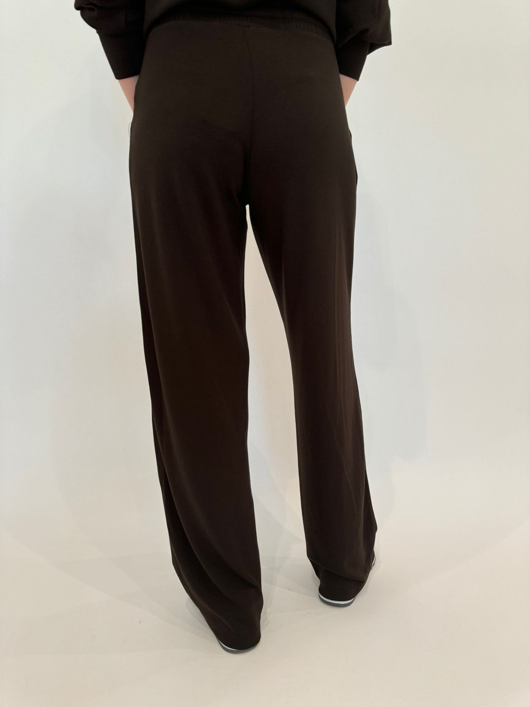 BK Cindy High-Waist Wide Leg Sweatpants in Chocolate Brown available at Barbara Katz