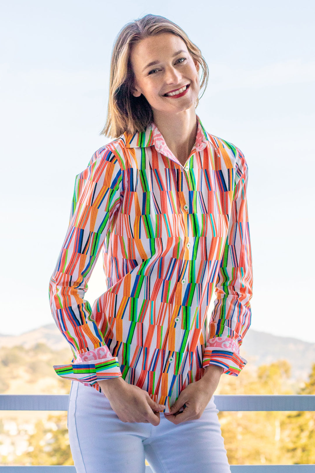 Dizzy-Lizzie Rome Long Sleeve Shirt - Kaleidoscope Print available at Barbara Katz