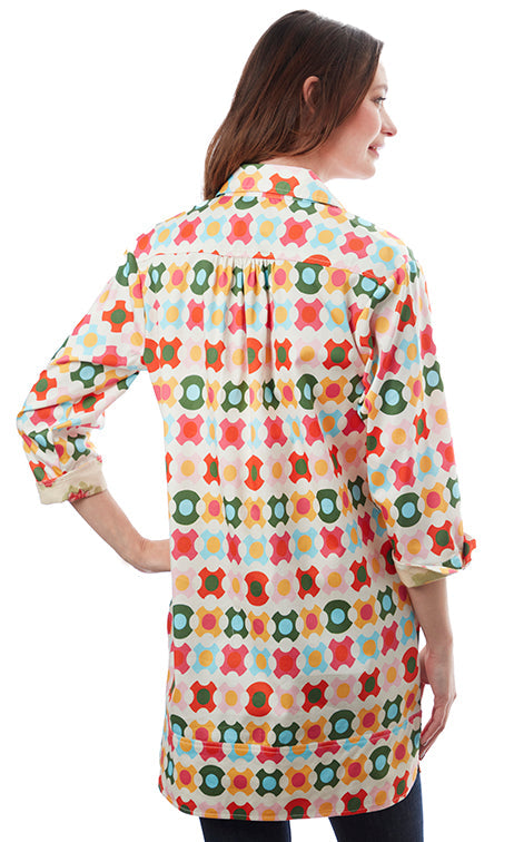 Dizzy-Lizzie Vail Tunic - Colorful Geometric Pattern available at Barbara Katz