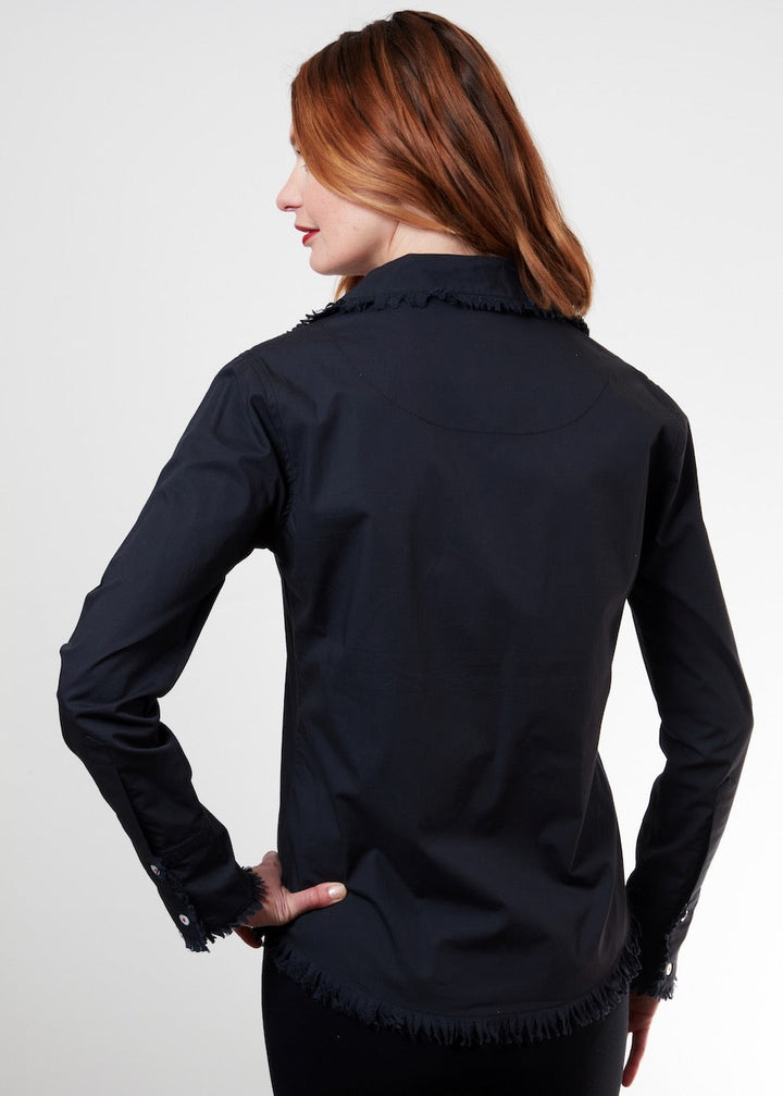 Dizzy-Lizzie Cape Cod Frayed Shirt - Black available at Barbara Katz