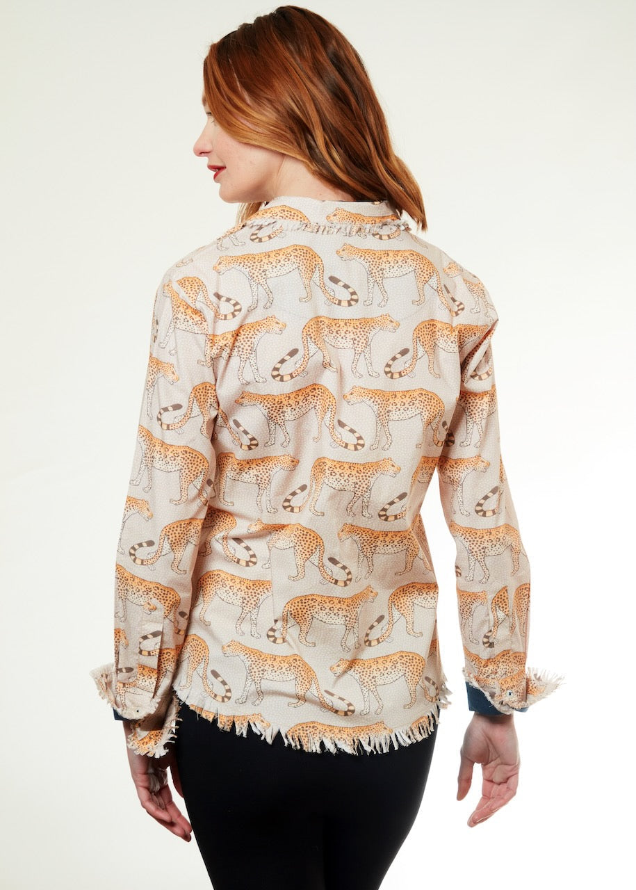 Dizzy-Lizzie Cape Cod Frayed Shirt - Leopards available at Barbara Katz