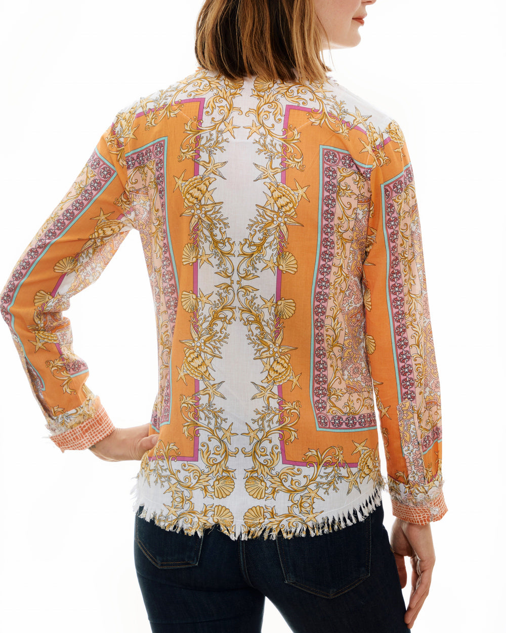 Dizzy-Lizzie Cape Cod Frayed Shirt - Engineered Print available at Barbara Katz