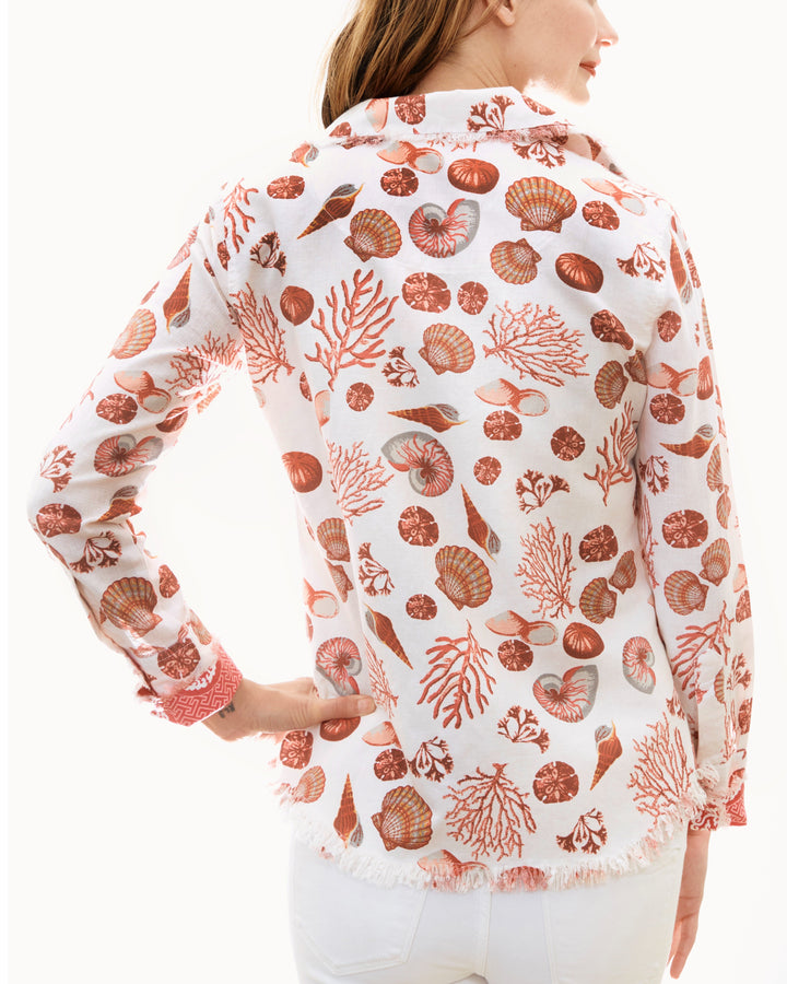 Dizzy-Lizzie Cape Cod Frayed Shirt - Pink Sealife available at Barbara Katz