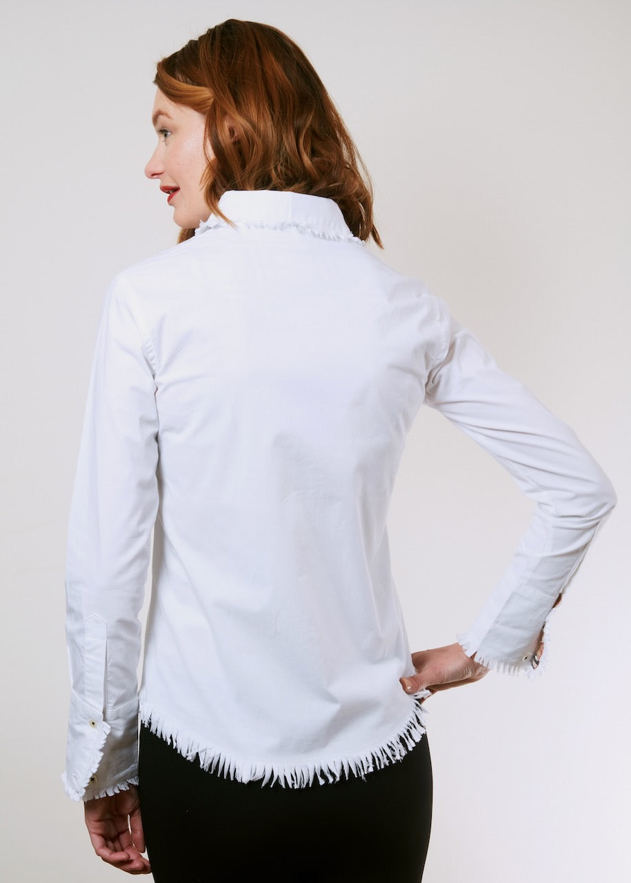 Dizzy-Lizzie Cape Cod Frayed Shirt - White available at Barbara Katz