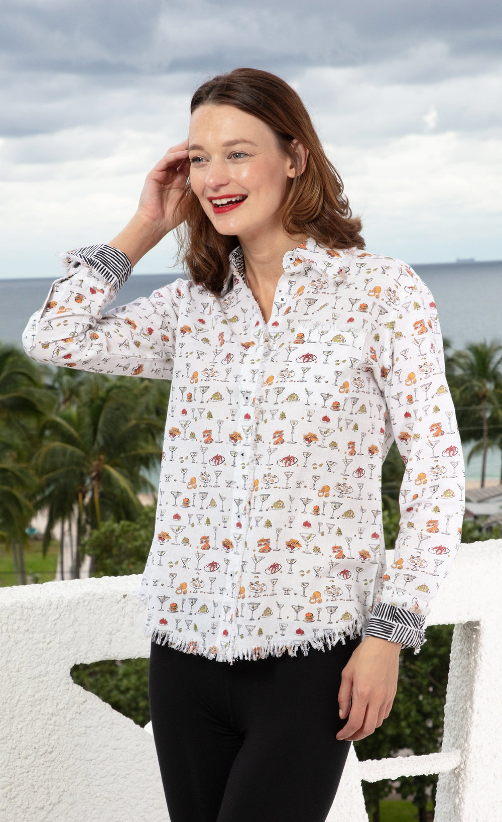 Cape Cod Top Little Martinis And Snacks Print XS / 4949-S544