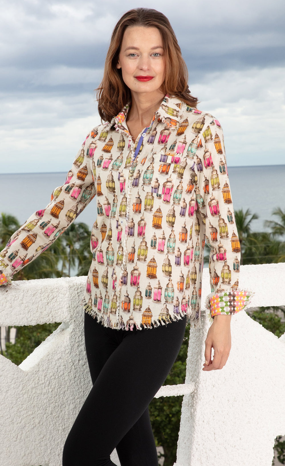 Dizzy-Lizzie Cape Cod Shirt With Moroccan Lantern Print