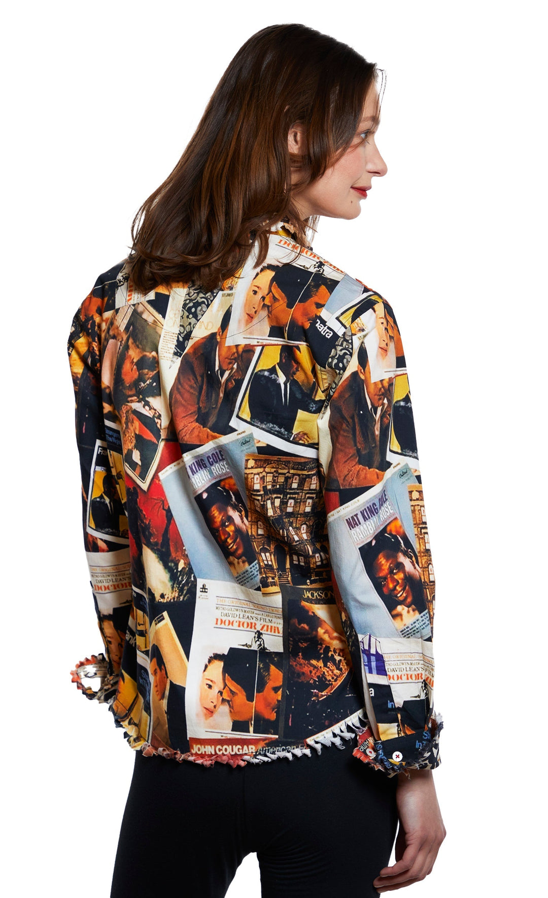 Dizzy-Lizzie Cape Cod Frayed Shirt - Rock And Roll Print available at Barbara Katz