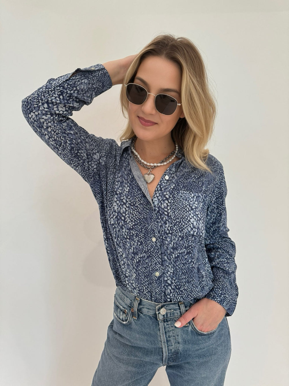 Rails Josephine Button Down Shirt in Navy Python