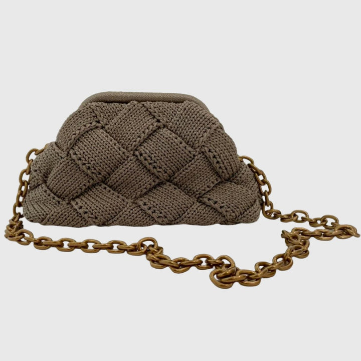 Noam Hazan Brown Jade Bag With Long Chain Strap available at Barbara Katz