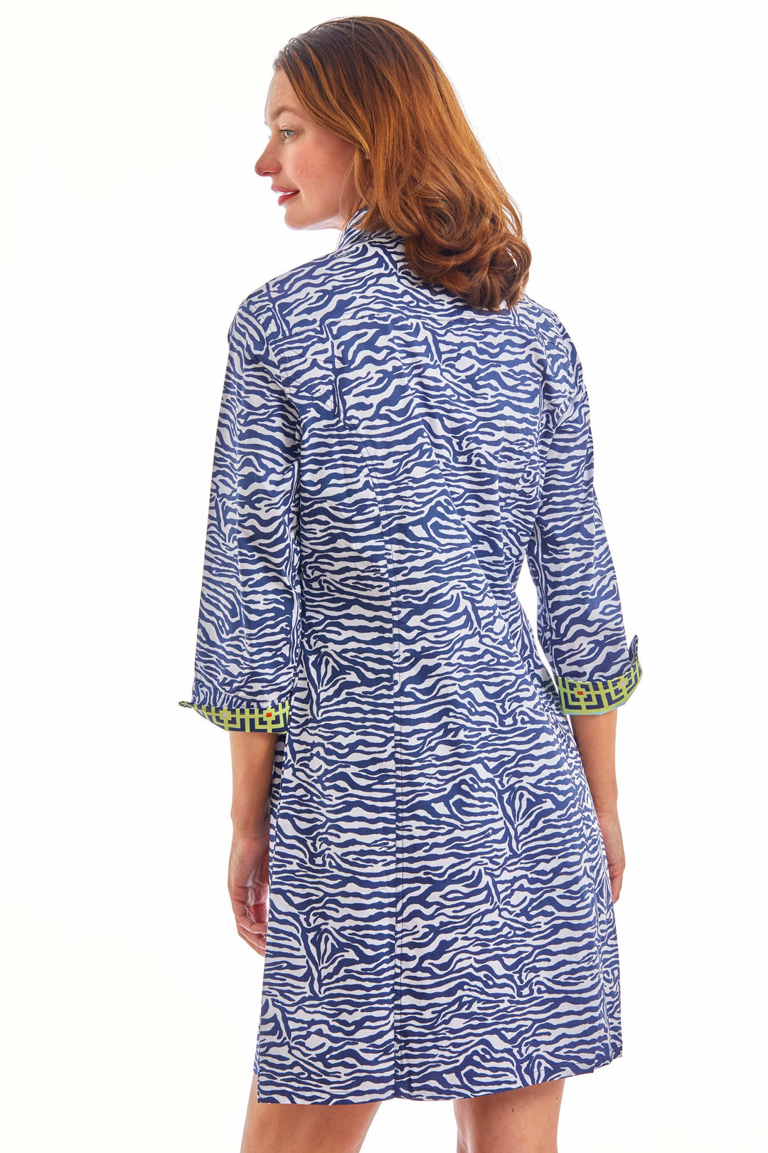 Dizzy-Lizzie Sag Harbor Dress - Navy Zebra Stripe available at Barbara Katz