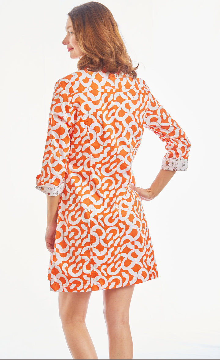 Sag Harbor Shirtdress Orange White Broken Circles XS / 611-S555A