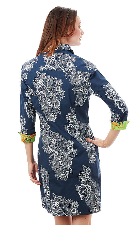 Dizzy-Lizzie Sag Harbor Dress - Navy White Floral available at Barbara Katz