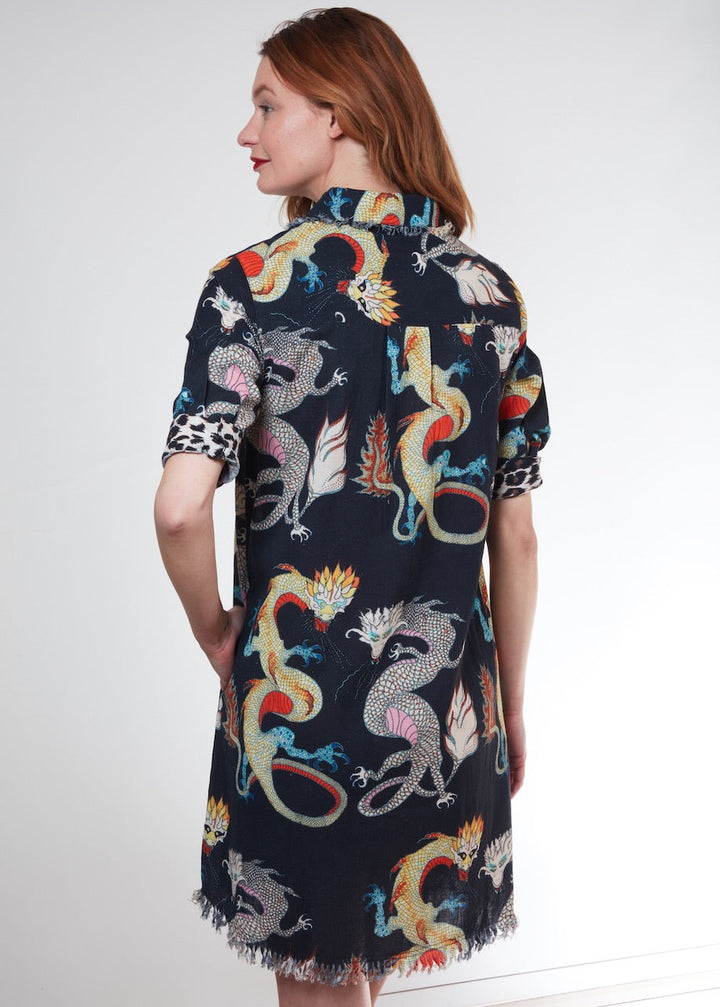 Dizzy-Lizzie Chatham Dress - Black Dragon Print available at Barbara Katz