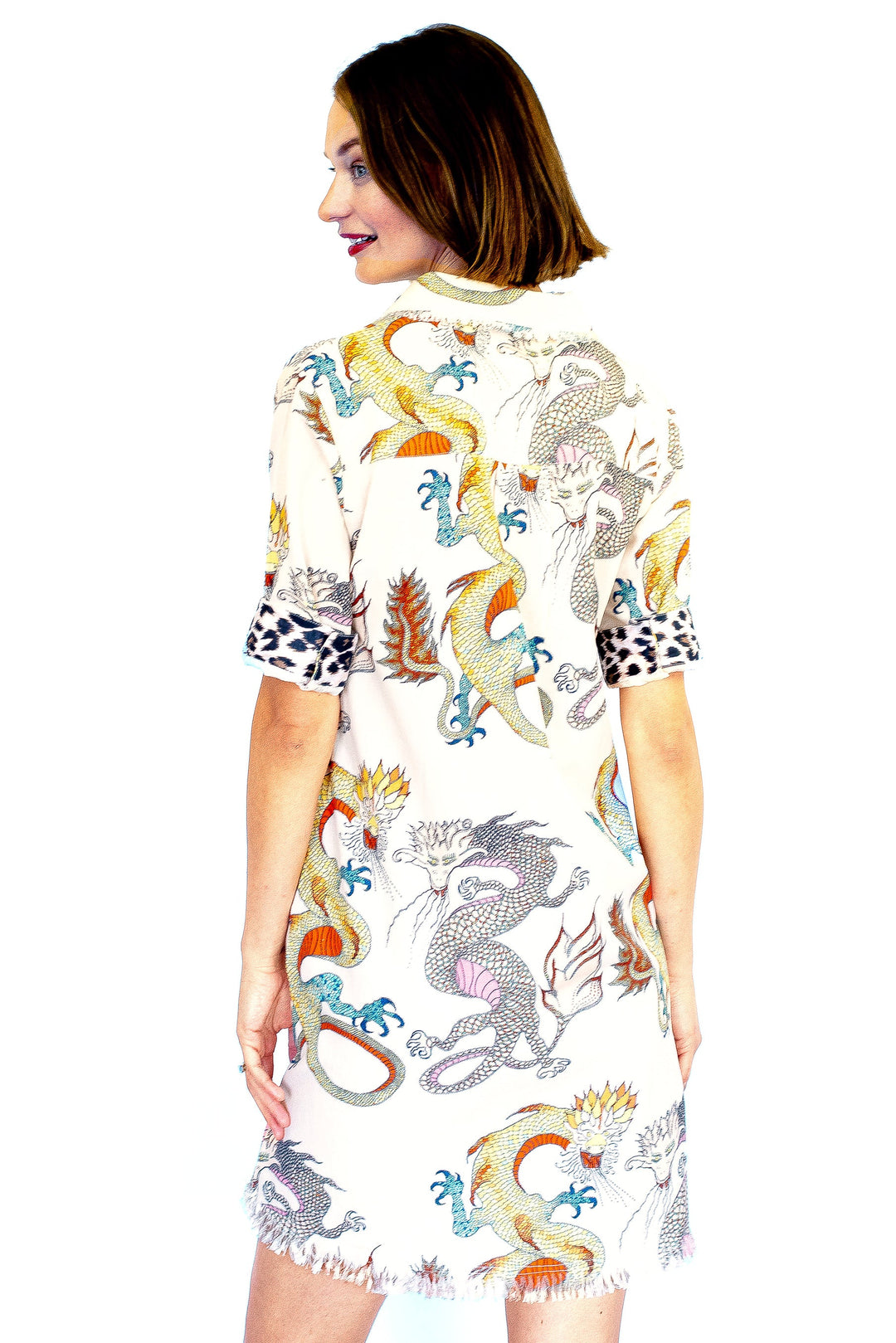 Dizzy-Lizzie Chatham Dress - White Dragon Print available at Barbara Katz