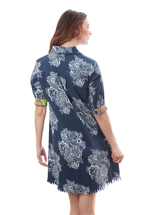 Dizzy-Lizzi Chatham Dress - Navy White Floral Print available at Barbara Katz