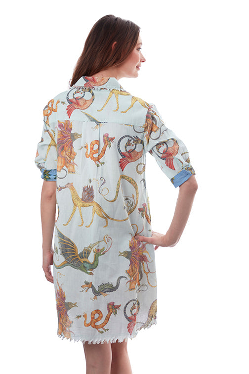 Dizzy-Lizzie Chatham Dress - Light Blue Mythical Creatures Print available at Barbara Katz