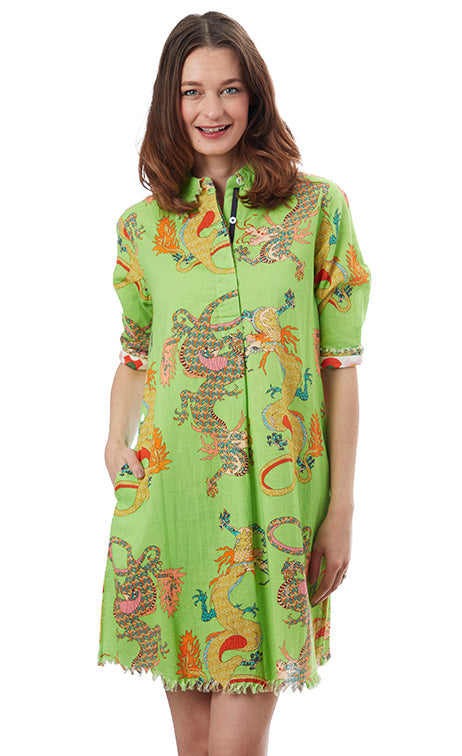 Dizzy-Lizzie Chatham Dress - Green Dragon Print available at Barbara Katz