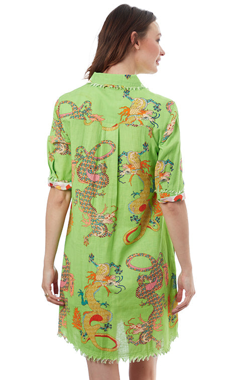 Dizzy-Lizzie Chatham Dress - Green Dragon Print available at Barbara Katz