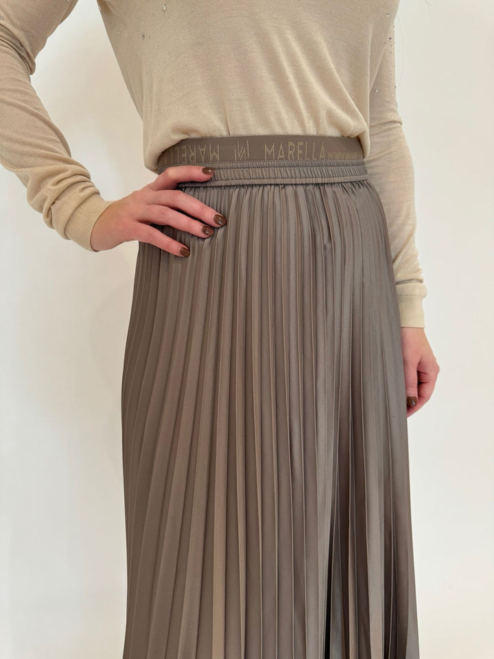 Marella Monochrome Agente1 Pleated Skirt in Turtledove available at Barbara Katz