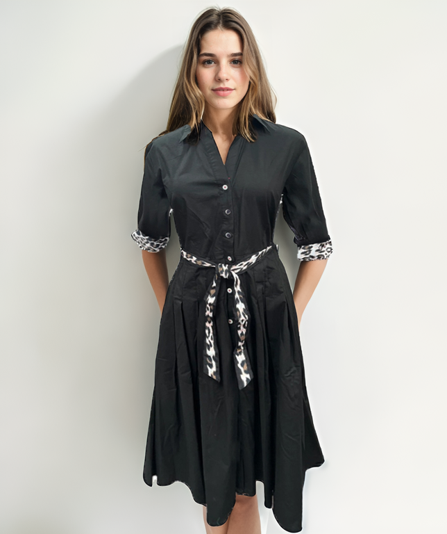 Dizzy-Lizzie Mrs Maisel Dress - Black Stretch Poplin available at Barbara Katz