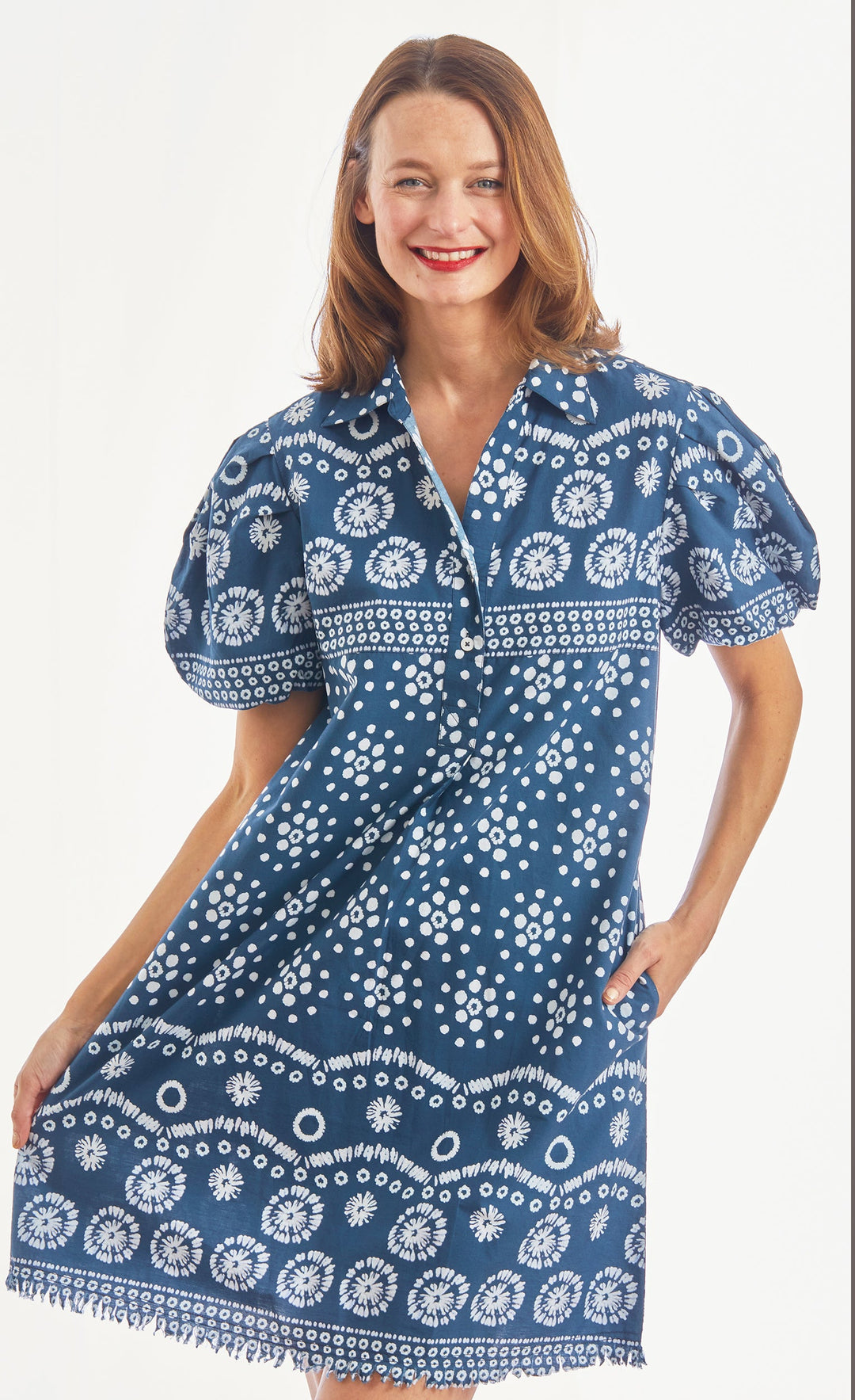 Beaufort Dress Puff Sleeve Ikat Print XS / 6636-S669