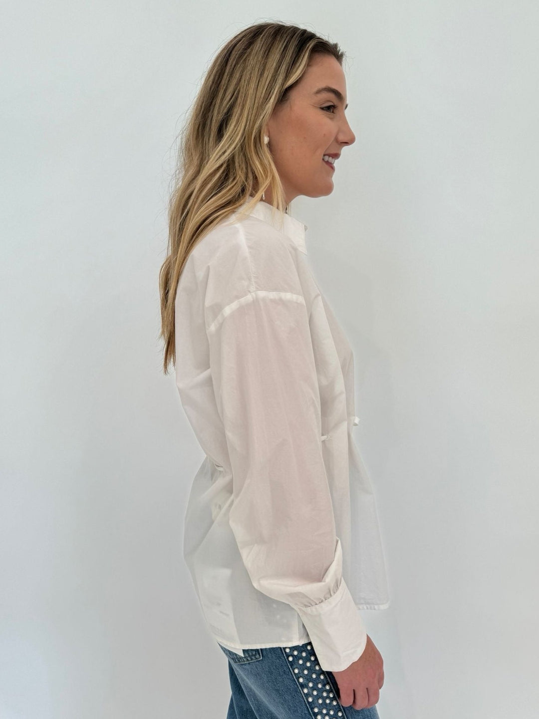 Ba&sh Aply Long Sleeve Shirt in White available at Barbara Katz