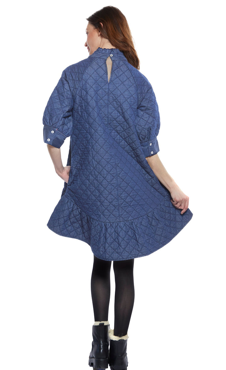 St. Tropez Softly Quilted Denim Dress, Oversized Silhouette XS / 6909-DEN