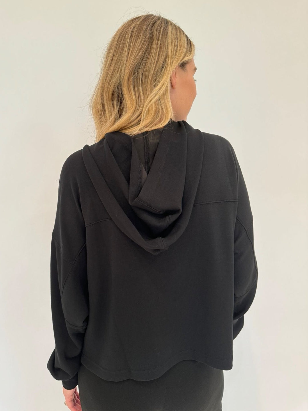 BK Rita Hooded Pullover in Black available at Barbara Katz