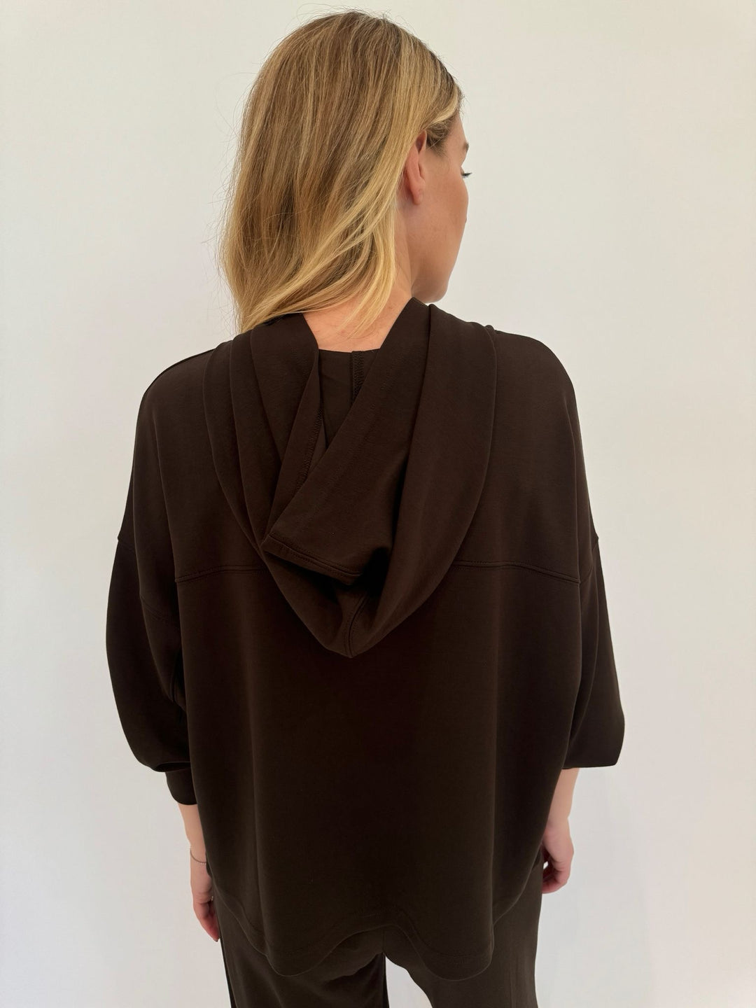 BK Rita Hooded Pullover in Chocolate Brown vailable at Barbara Katz