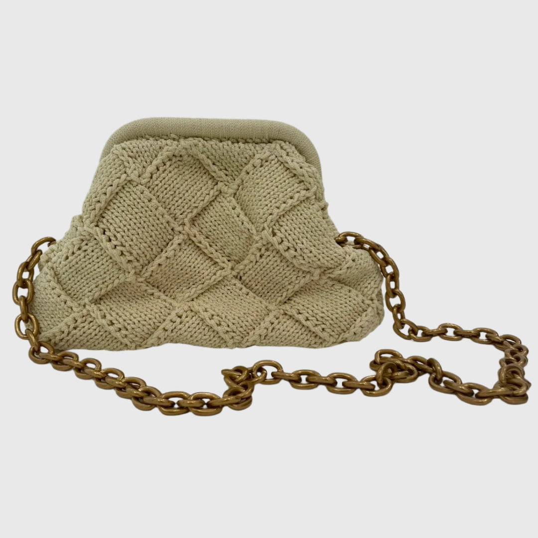 Noam Hazan Cream Jade Bag With Long Chain Strap available at Barbara Katz