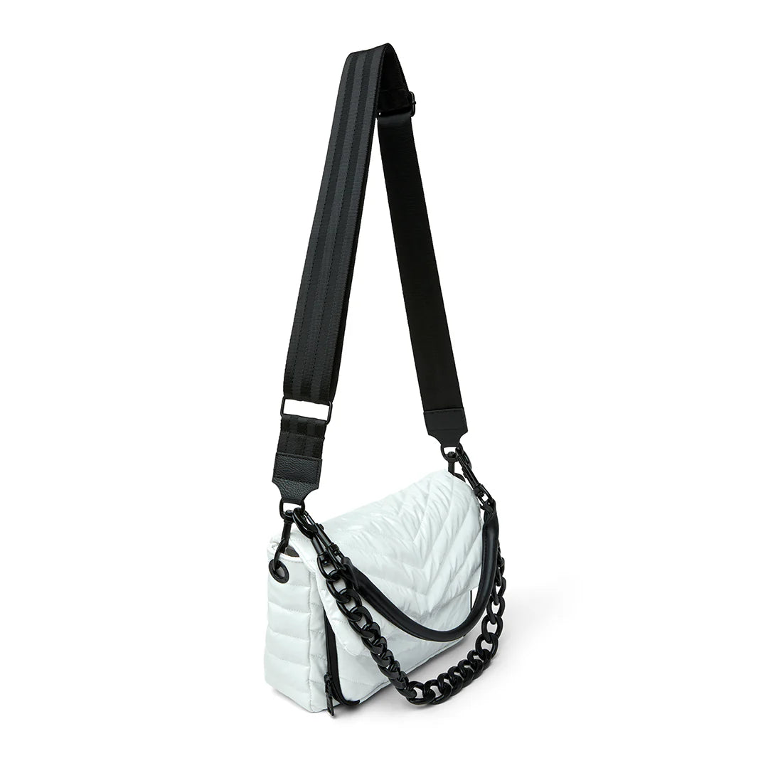 Think Royln The Muse Crossbody - White Patent with 3 bag straps