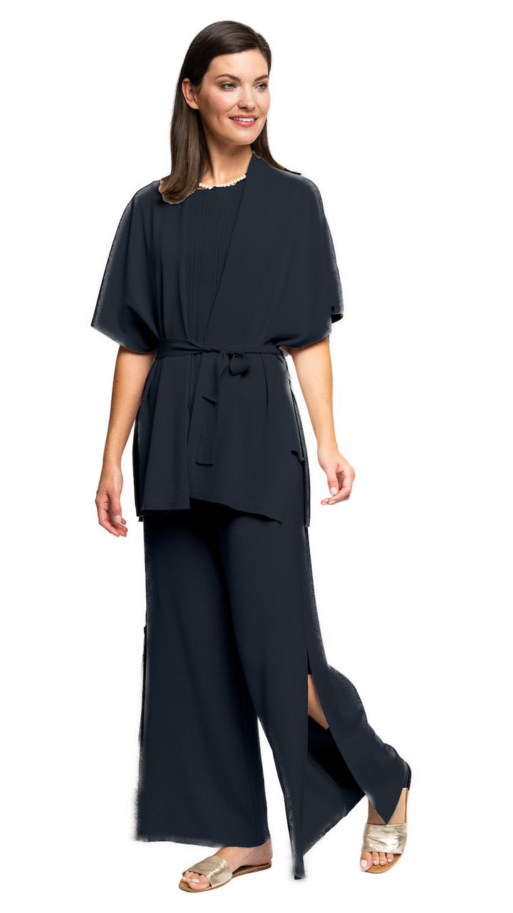 Biana Melinda Belted Dropped Shoulder Cardigan in Dark Navy available at Barbara Katz