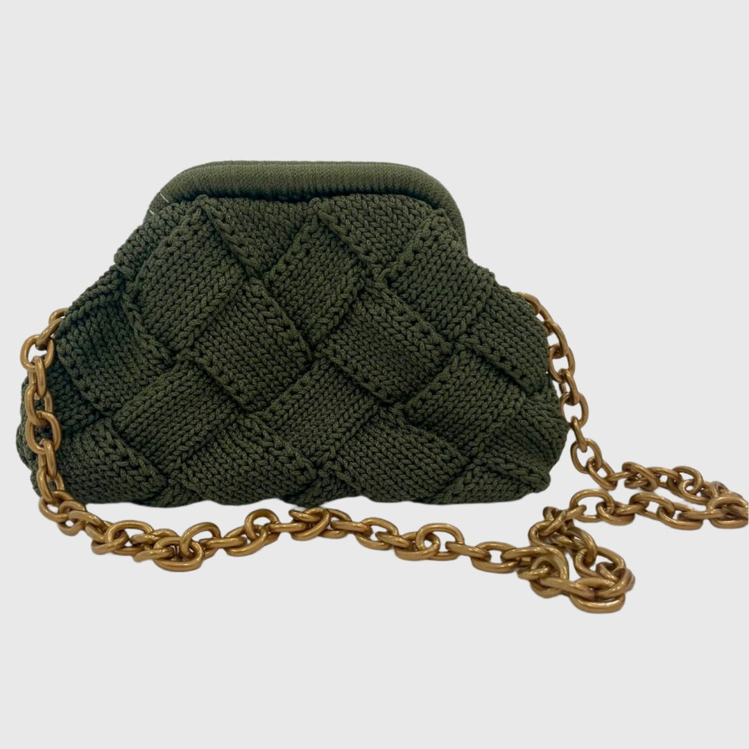 Noam Hazan Olive Jade Bag With Long Chain Strap available at Barbara Katz