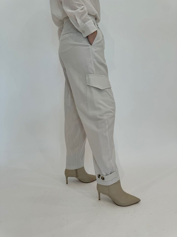 Marella Monochrome Alisso Cargo Pants in Wool White available at Barbara Katz 