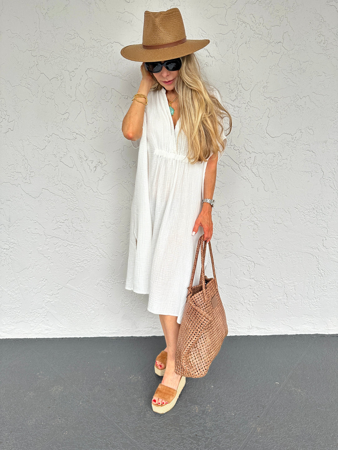 Sundays Coco Caftan Beach Cover-Up Dress in White #summerfashion #summeressentials #summerdress