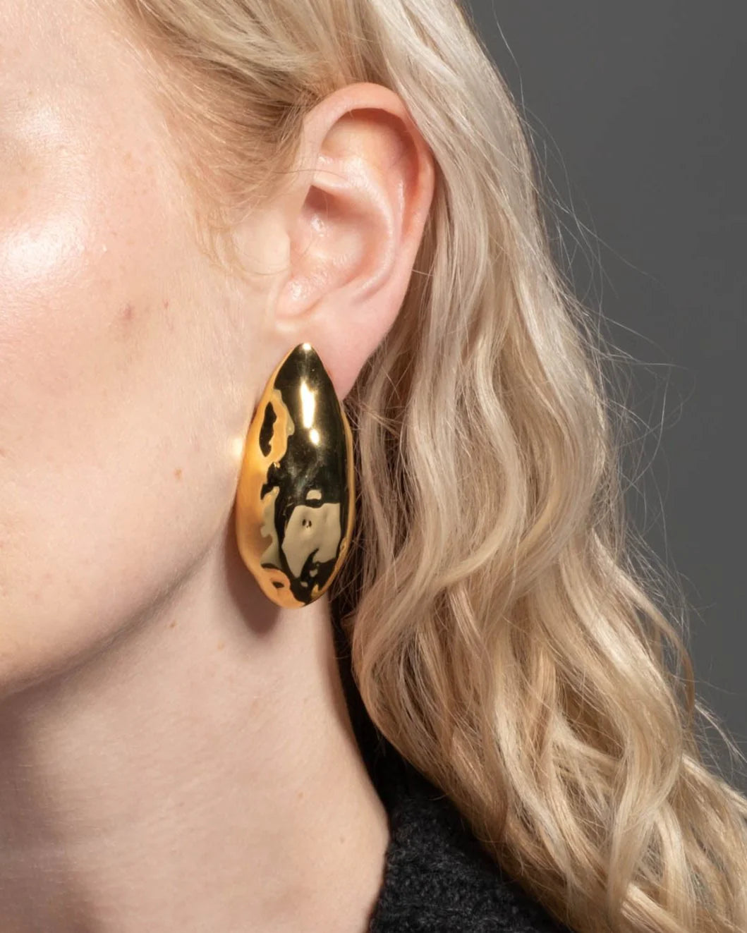 Alexis Bittar Gold Molten Puffy Teardrop Post Earrings available at Barbara Katz