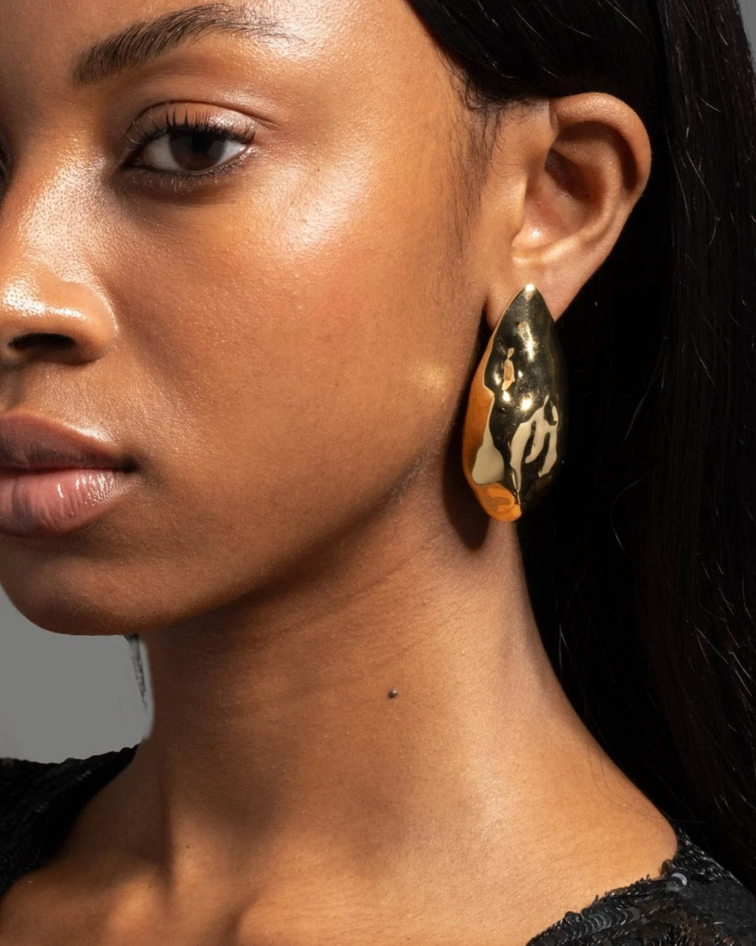 Alexis Bittar Gold Molten Puffy Teardrop Post Earrings available at Barbara Katz